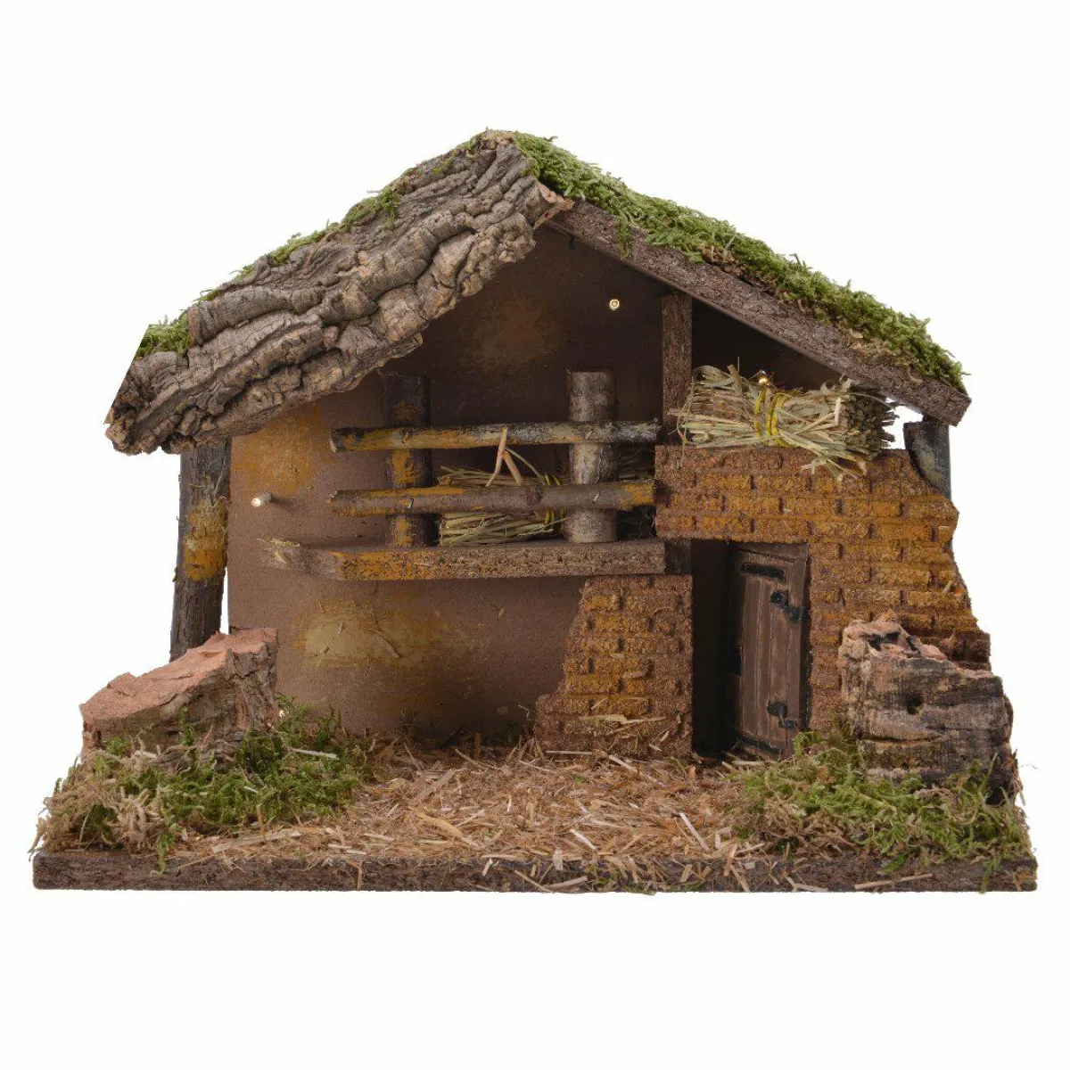 KAEMINGK Crèche de Noël vide et lumineuse (H21 cm) Sainte-Céline Naturel Outlet