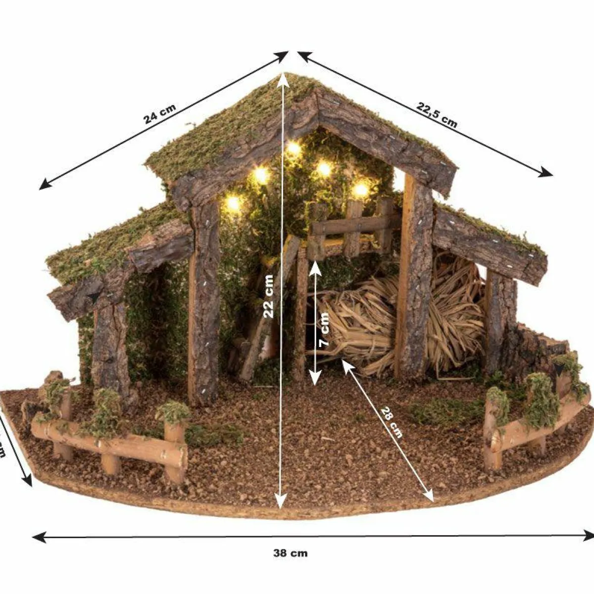 Feeric Lights & Christmas Crèche de Noël vide et lumineuse (H22 cm) Saint-Grégoire Clearance