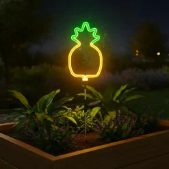 KAEMINGK Décoration lumineuse Solaire à piquer au sol (H74 cm) Ananas néon Jaune Outlet