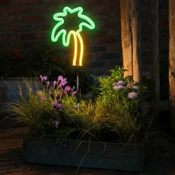KAEMINGK Décoration lumineuse Solaire à piquer au sol (H74 cm) Palmier néon Vert Best