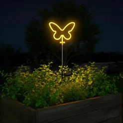 KAEMINGK Décoration lumineuse Solaire à piquer au sol (H85 cm) Papillon néon Jaune Hot