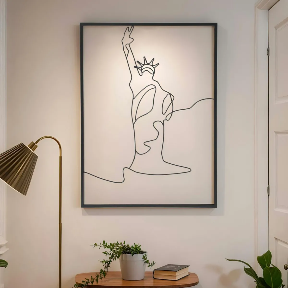 EMINZA Décoration murale en métal (H80 cm) Statut de la Liberté Noir Sale