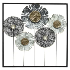ATMOSPHERA Décoration murale en métal (H50 cm) Floral Queen Argent Online