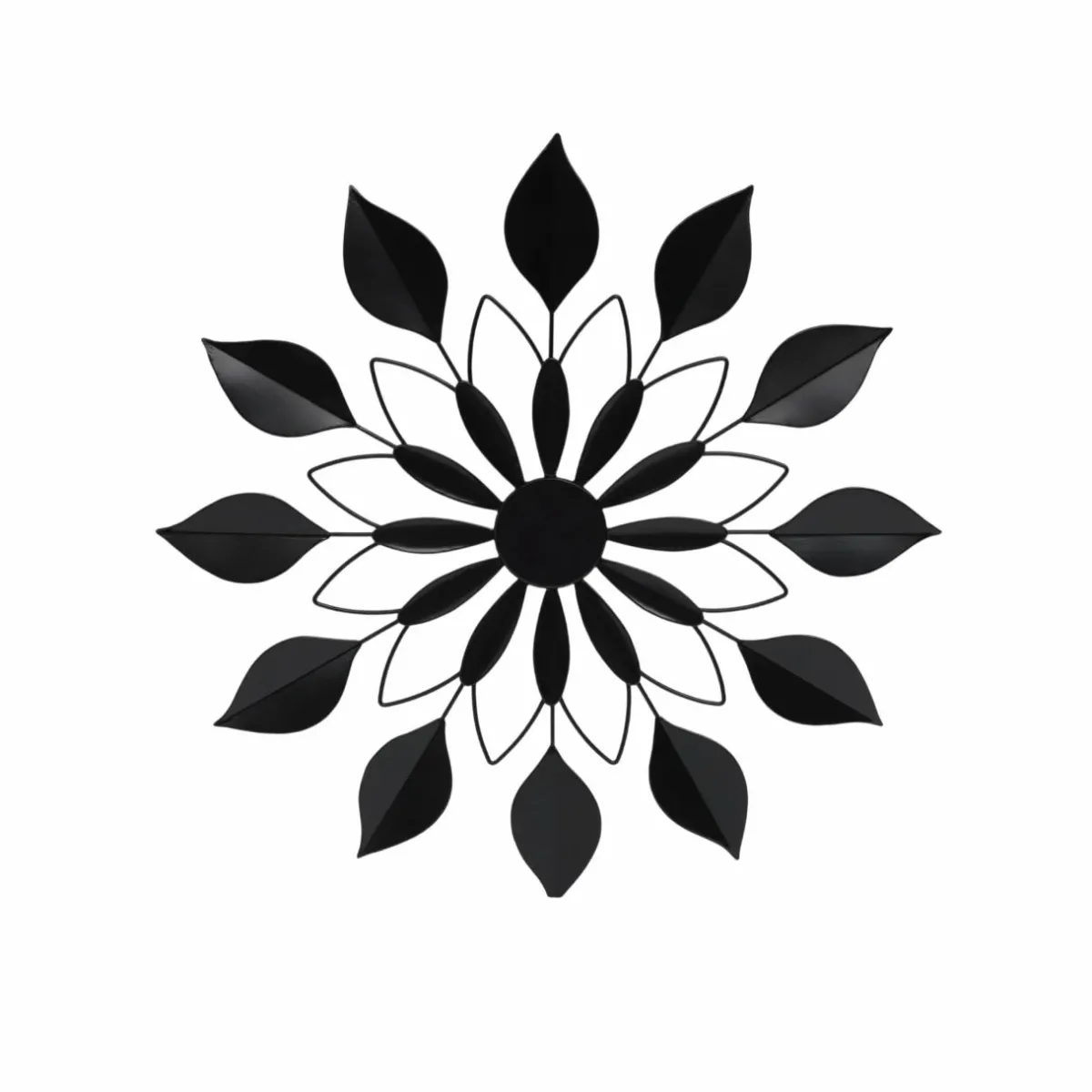 EMINZA Décoration murale en métal (D71 cm) Fleur Noir Discount