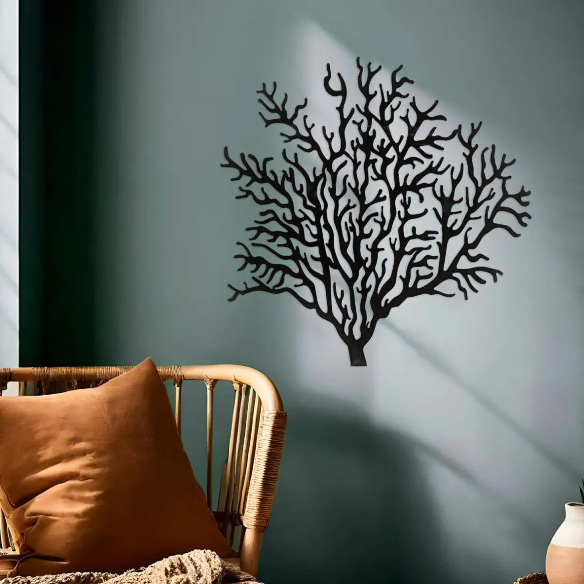 EMINZA Décoration murale en métal (H56 cm) Corail Noir Discount