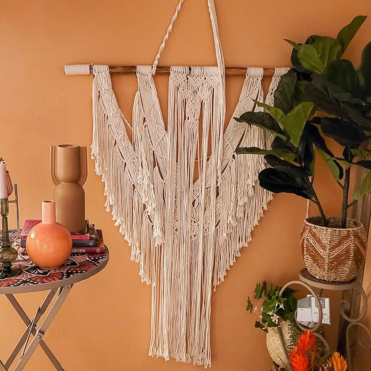 #N/A Décoration murale Macramé en coton (H100 cm) Beige Outlet