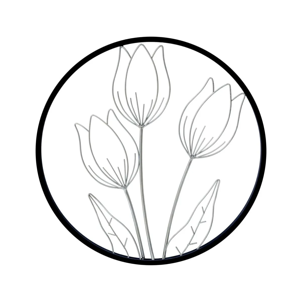 EMINZA Décoration murale ronde en métal (D46 cm) Tulipe Noir Online