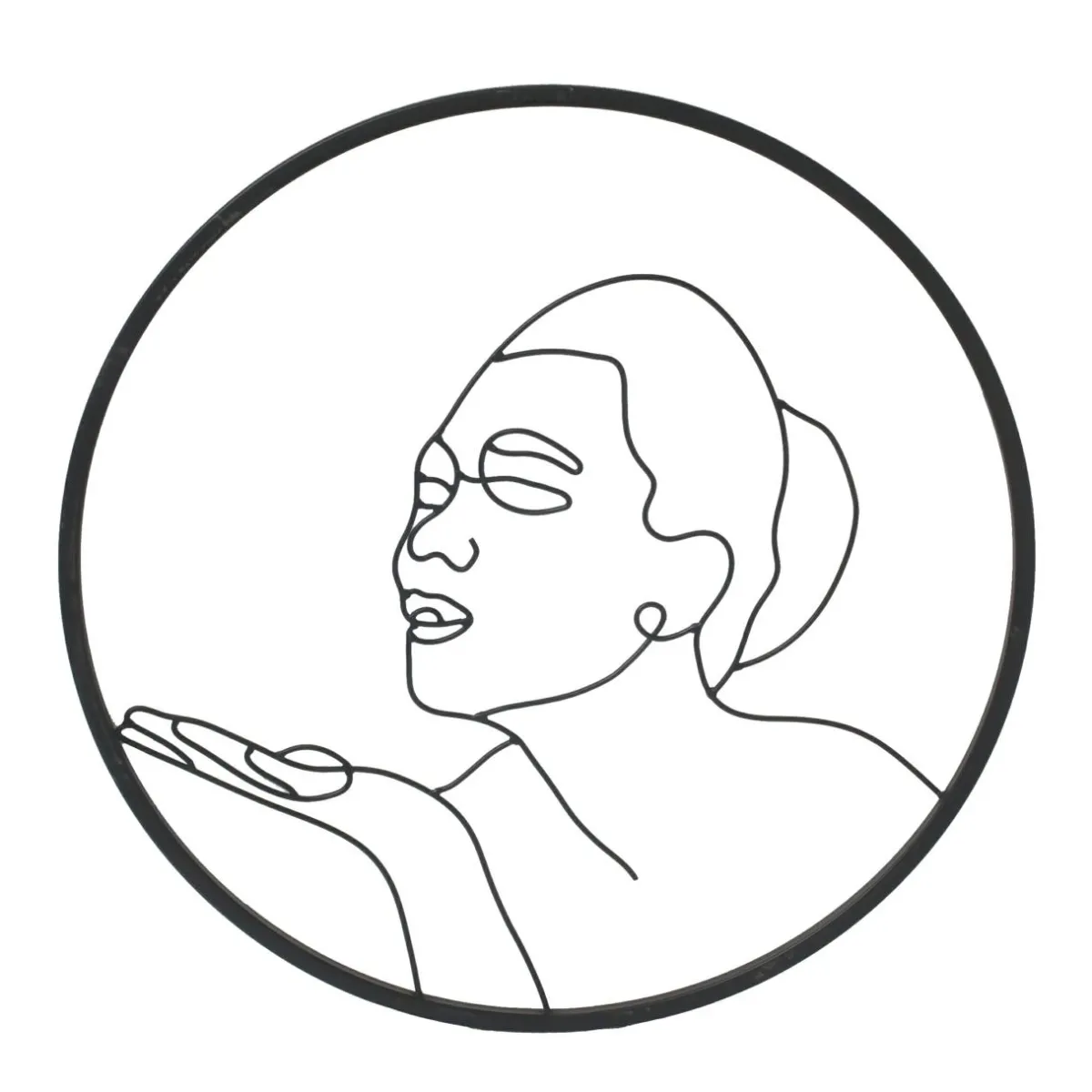 EMINZA Décoration murale ronde en métal (D60 cm) Woman Noir Sale