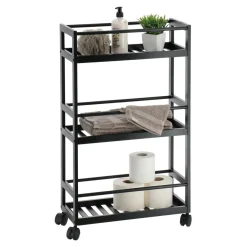 TENDANCE Desserte à roulettes 3 niveaux (H75 cm) Japandi Noir Clearance