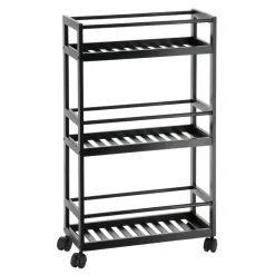 TENDANCE Desserte à roulettes 3 niveaux (H75 cm) Japandi Noir Clearance