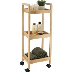 TENDANCE Desserte à roulettes 3 niveaux (H79 cm) Bambou Naturel