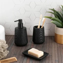 TENDANCE Distributeur de savon effet bois (350 ml) Scandi Noir Clearance