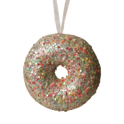 KAEMINGK Donut de Noël à suspendre (D9 cm) Gourmandise pailleté Vert Discount