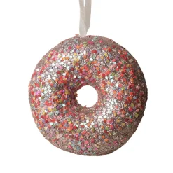 KAEMINGK Donut de Noël à suspendre (D9 cm) Gourmandise pailleté Rose Sale