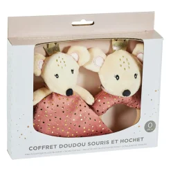 OSTARIA Doudou bébé (26 cm) Souris Rose Sale