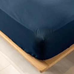 DOUCEUR D'INTERIEUR Drap housse coton bio (90 x 190 cm) Biolina Bleu nuit Outlet