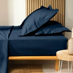 DOUCEUR D'INTERIEUR Drap housse coton bio (90 x 190 cm) Biolina Bleu nuit Outlet