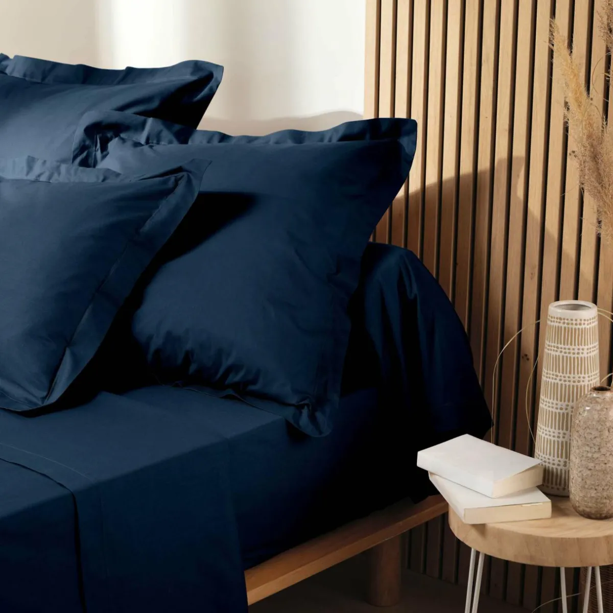 DOUCEUR D'INTERIEUR Drap housse coton bio (140 x 190 cm) Biolina Bleu nuit Sale