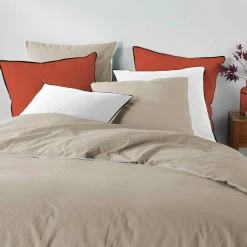 DOUCEUR D'INTERIEUR Drap housse coton lavé (140 x 190 cm) Linette Beige Clearance