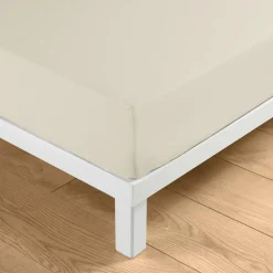 douceur d'intu017drieur Drap housse coton lavé (140 x 190 cm) Linella Ivoire New