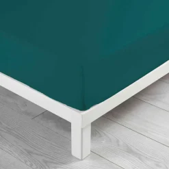 DOUCEUR D'INTERIEUR Drap housse coton lavé (140 x 190 cm) Linette Bleu pétrole Best