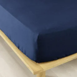 EMINZA Drap housse flanelle de coton (140 x 190 cm) Nina Bleu nuit New