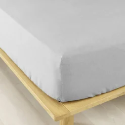 EMINZA Drap housse flanelle de coton (180 x 200 cm) Théa Gris clair New