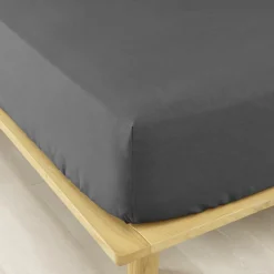 EMINZA Drap housse flanelle de coton (90 x 190 cm) Nina Gris Anthracite Outlet