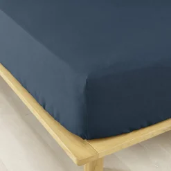 EMINZA Drap housse flanelle de coton (90 x 190 cm) Théa Bleu nuit Discount