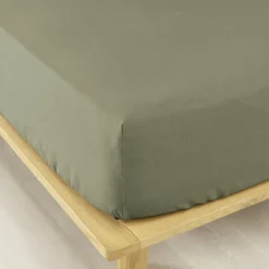 EMINZA Drap housse flanelle de coton (90 x 190 cm) Théa Vert romarin Outlet