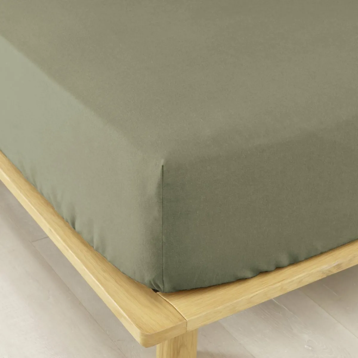EMINZA Drap housse flanelle de coton (90 x 190 cm) Théa Vert romarin Outlet