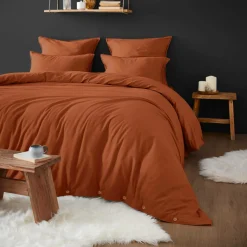 EMINZA Drap housse flanelle de coton (140 x 200 cm) Nina Terracotta Outlet