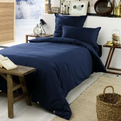 EMINZA Drap housse flanelle de coton (90 x 200 cm) Nina Bleu nuit Hot
