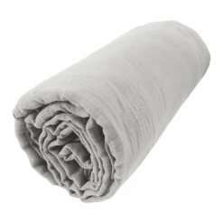 EMINZA Drap housse gaze de coton (200 x 200 cm) Gaïa Gris nuage Gris clair Clearance