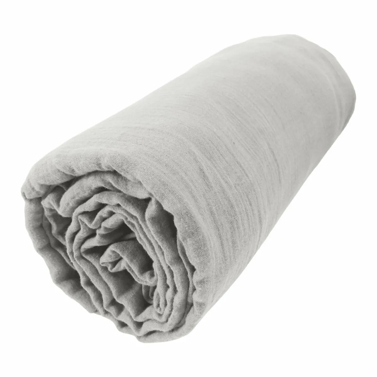EMINZA Drap housse gaze de coton (200 x 200 cm) Gaïa Gris nuage Gris clair Clearance