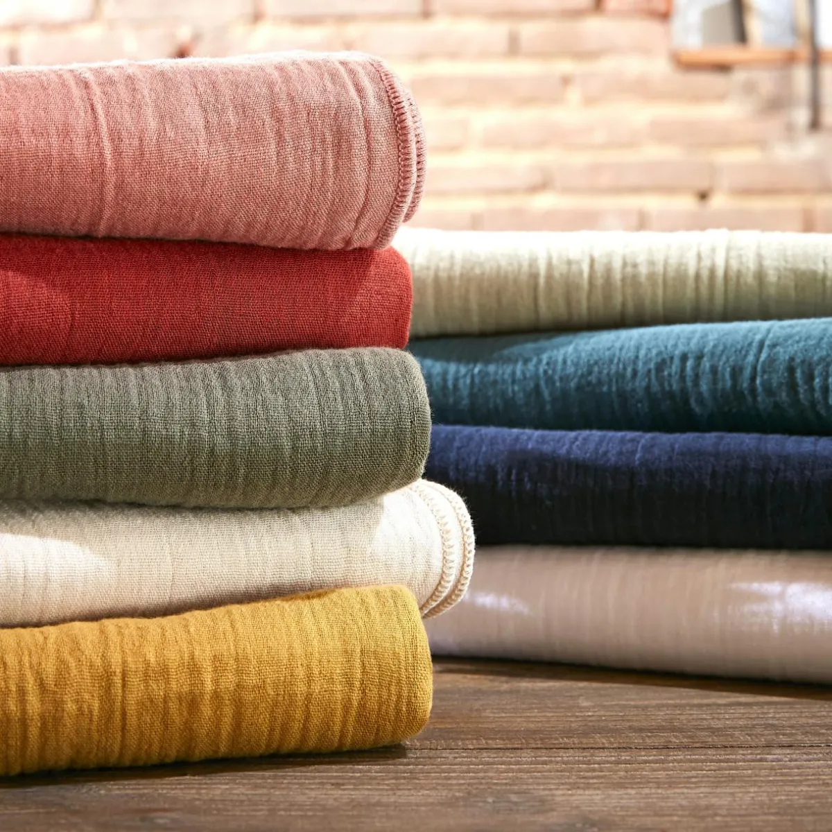 EMINZA Drap housse gaze de coton (90 x 190 cm) Gaïa Vert tilleul Discount