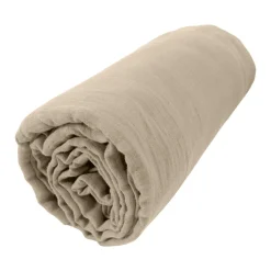 EMINZA Drap housse gaze de coton (140 x 190 cm) Gaïa Ficelle Outlet