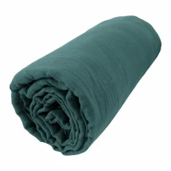 EMINZA Drap housse gaze de coton (90 x 190 cm) Gaïa Bleu canard Best