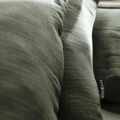 EMINZA Drap housse gaze de coton (140 x 190 cm) Gaïa Vert romarin Discount