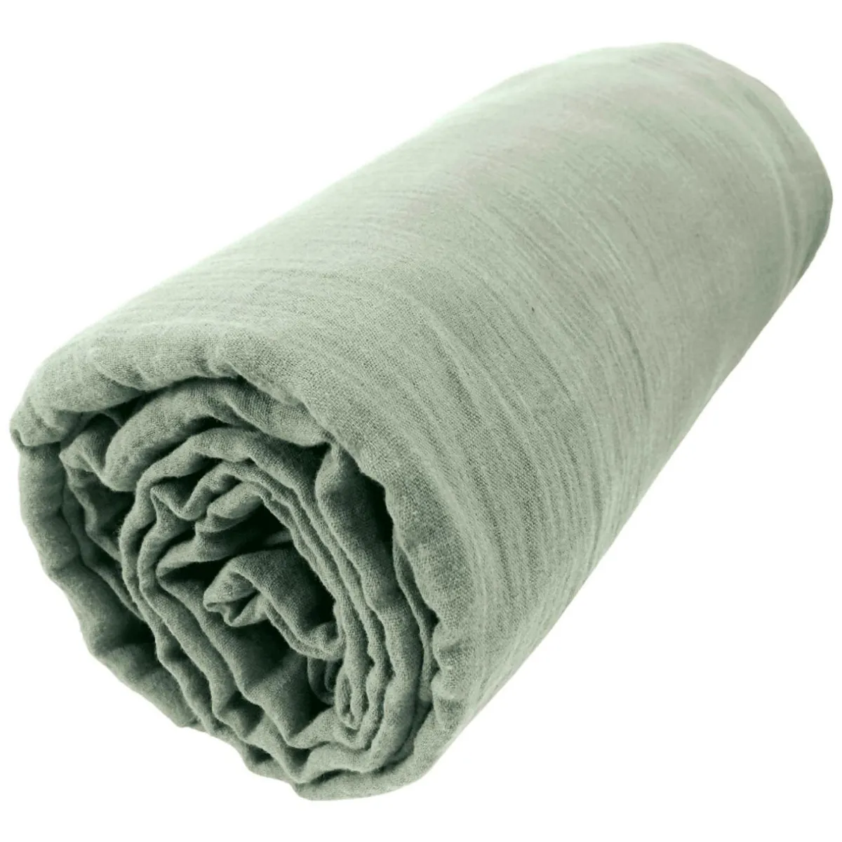 EMINZA Drap housse gaze de coton (140 x 200 cm) Gaïa Vert Eucalyptus New