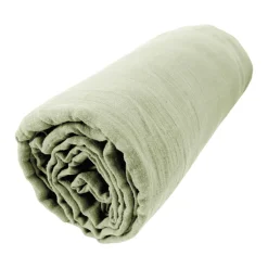 EMINZA Drap housse gaze de coton (180 x 200 cm) Gaïa Vert tilleul Outlet