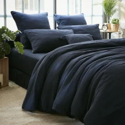 EMINZA Drap housse gaze de coton (90 x 200 cm) Gaïa Bleu nuit Clearance