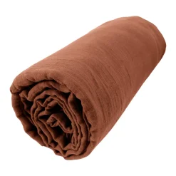 EMINZA Drap housse gaze de coton (160 x 200 cm) Gaïa Terracotta New