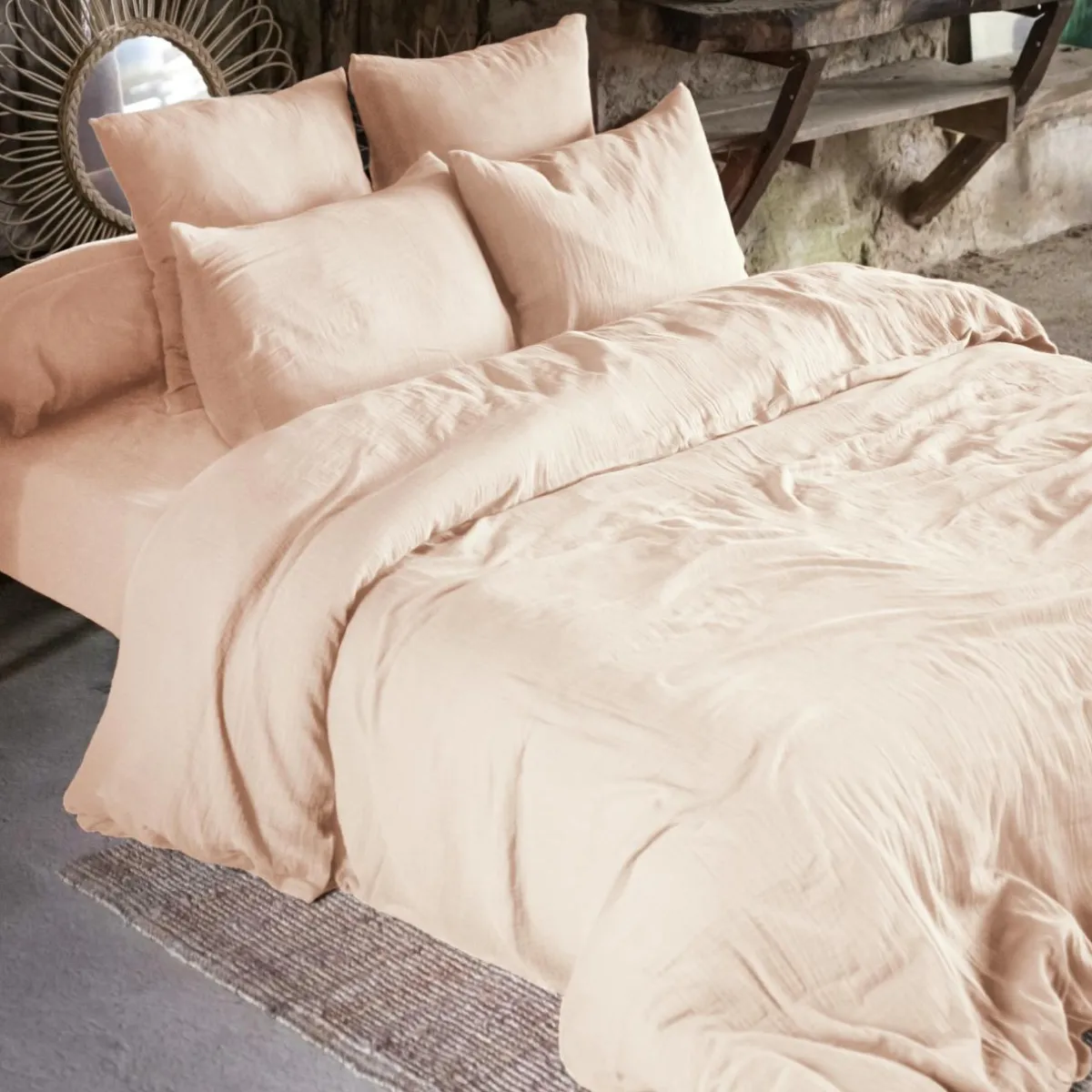 EMINZA Drap housse gaze de coton (160 x 200 cm) Gaïa Rose poudré Best