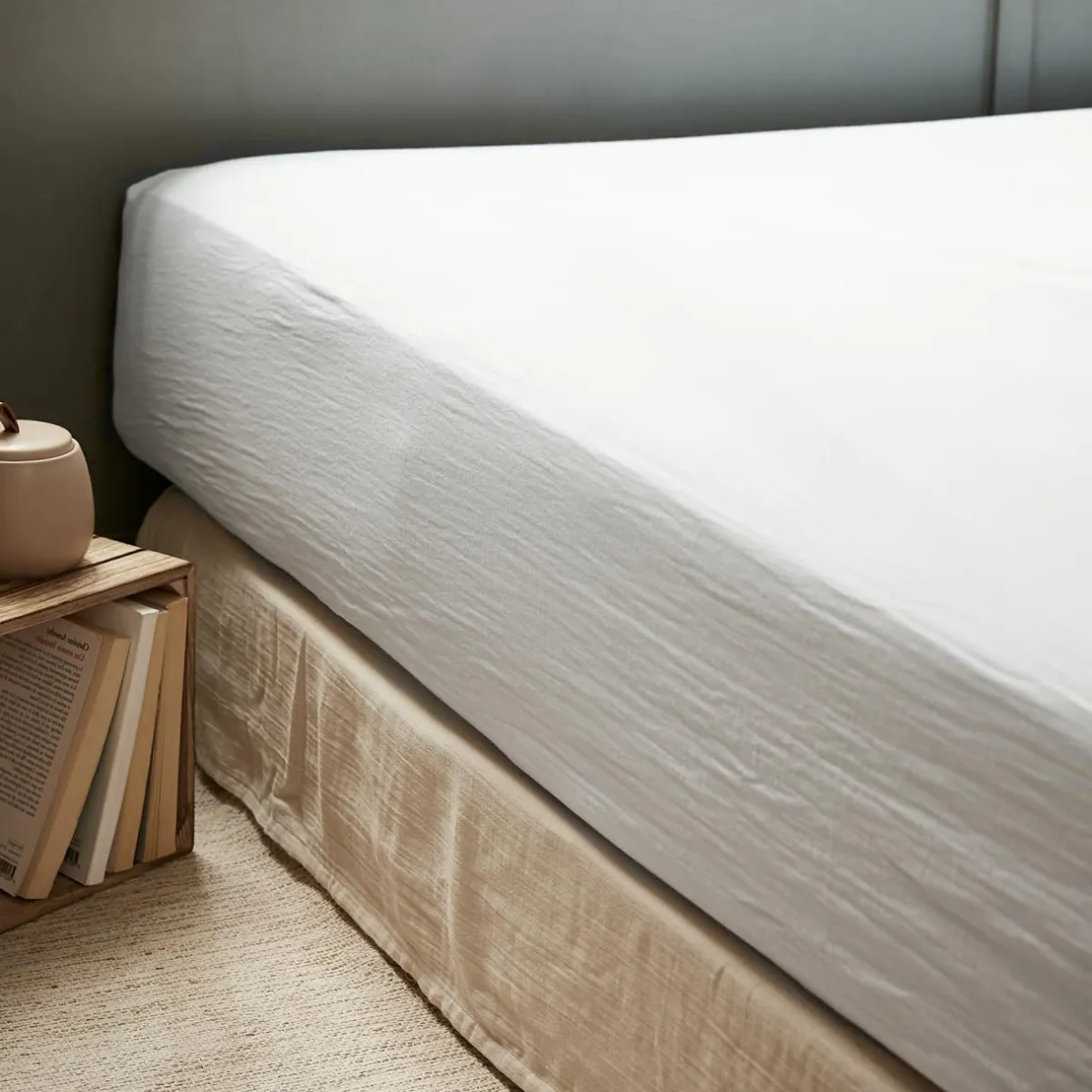 EMINZA Drap housse gaze de coton (200 x 200 cm) Gaïa chantilly Blanc Clearance