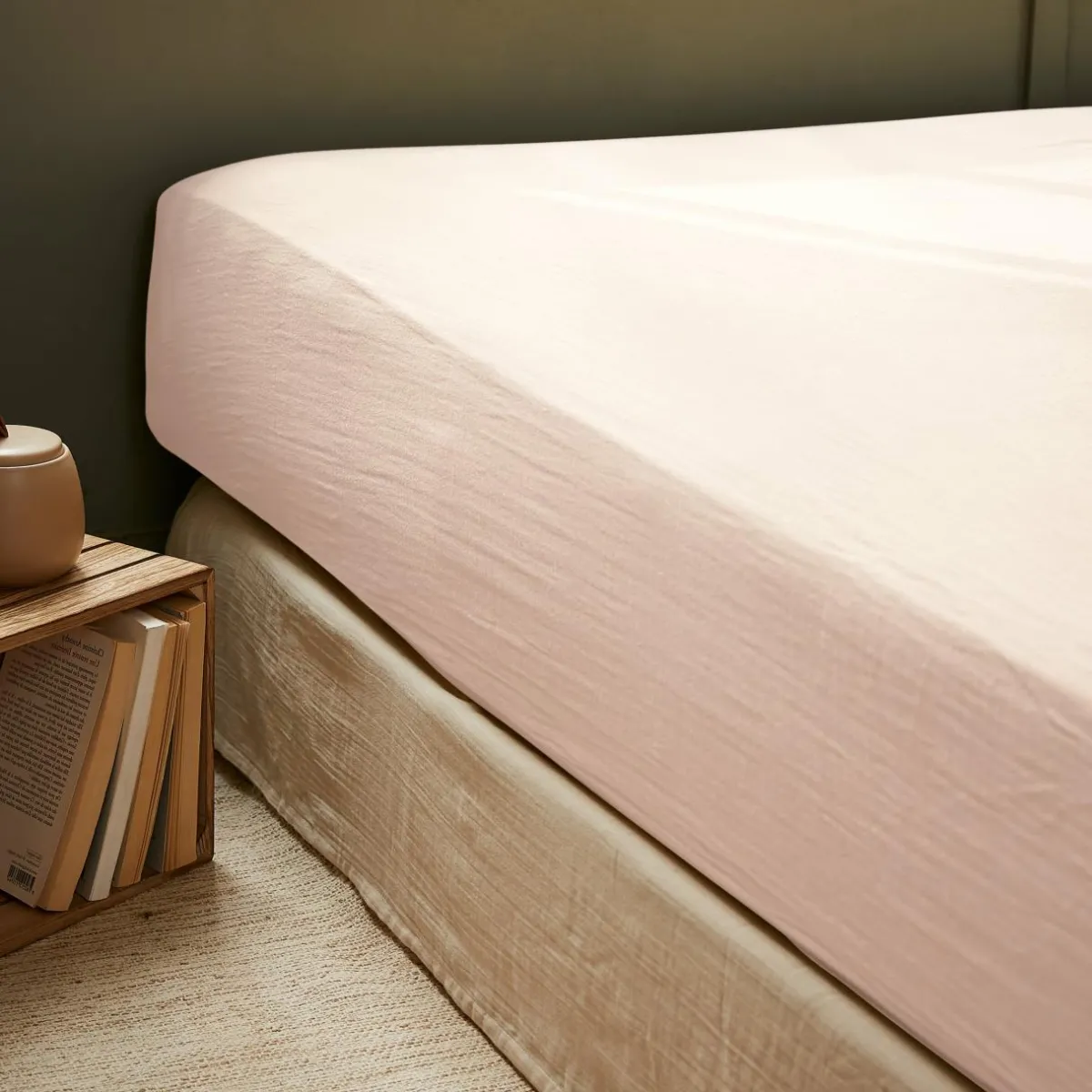 EMINZA Drap housse gaze de coton (140 x 200 cm) Gaïa Rose poudré Hot