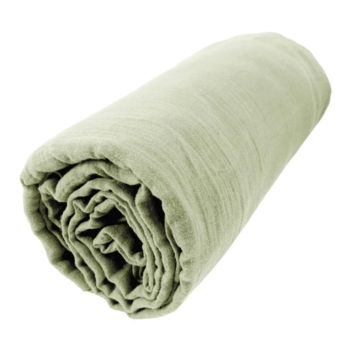 EMINZA Drap housse gaze de coton (160 x 200 cm) Gaïa Vert tilleul New