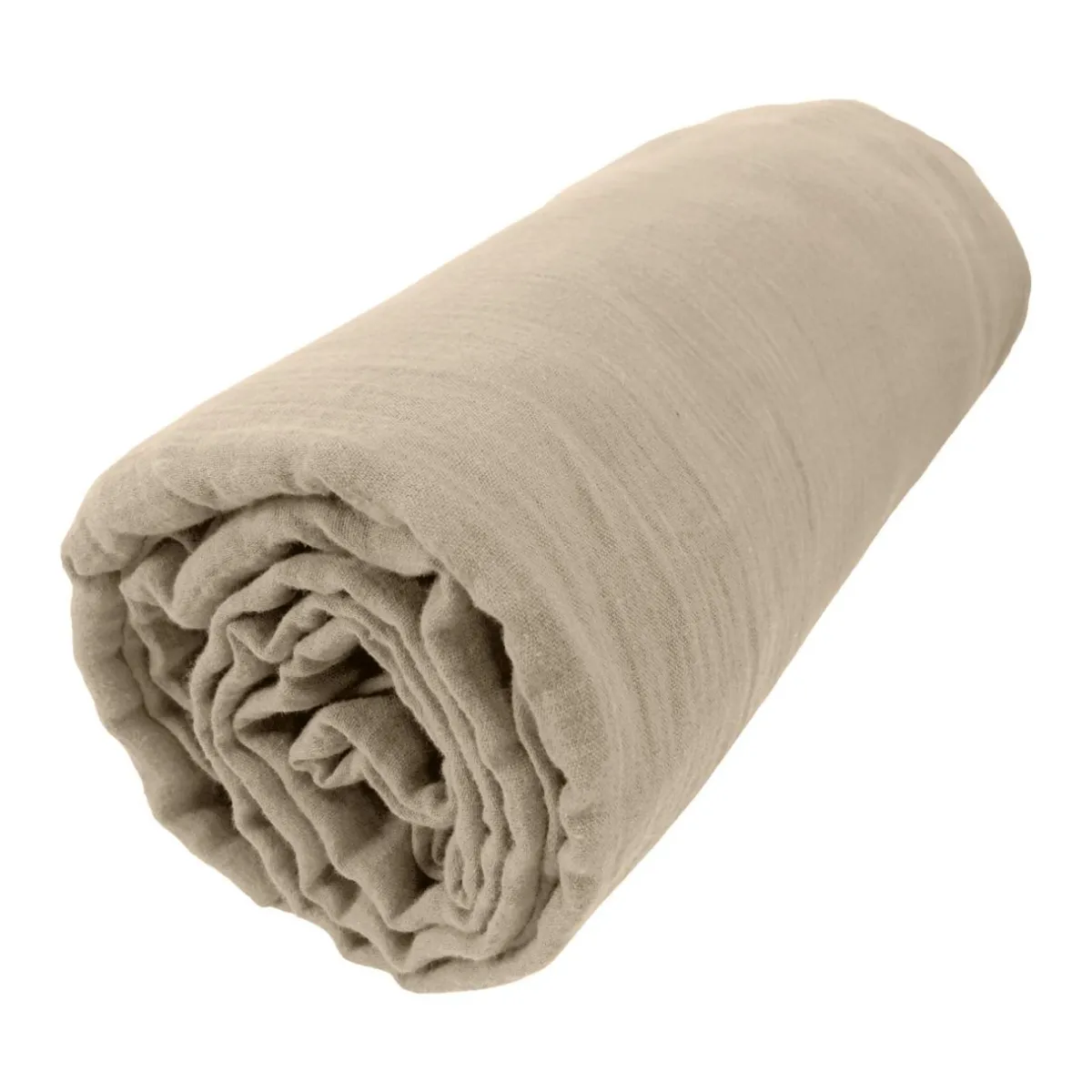 EMINZA Drap housse gaze de coton (90 x 200 cm) Gaïa Ficelle Sale