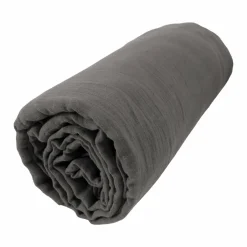 EMINZA Drap housse gaze de coton (90 x 190 cm) Gaïa Gris granit Gris foncé