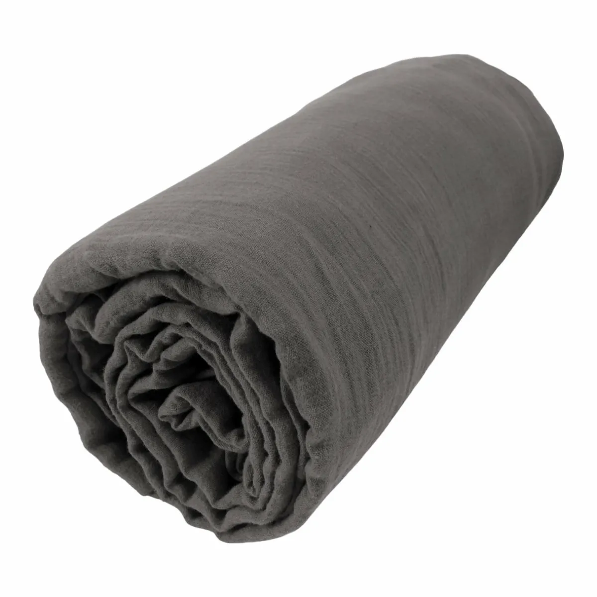 EMINZA Drap housse gaze de coton (90 x 190 cm) Gaïa Gris granit Gris foncé